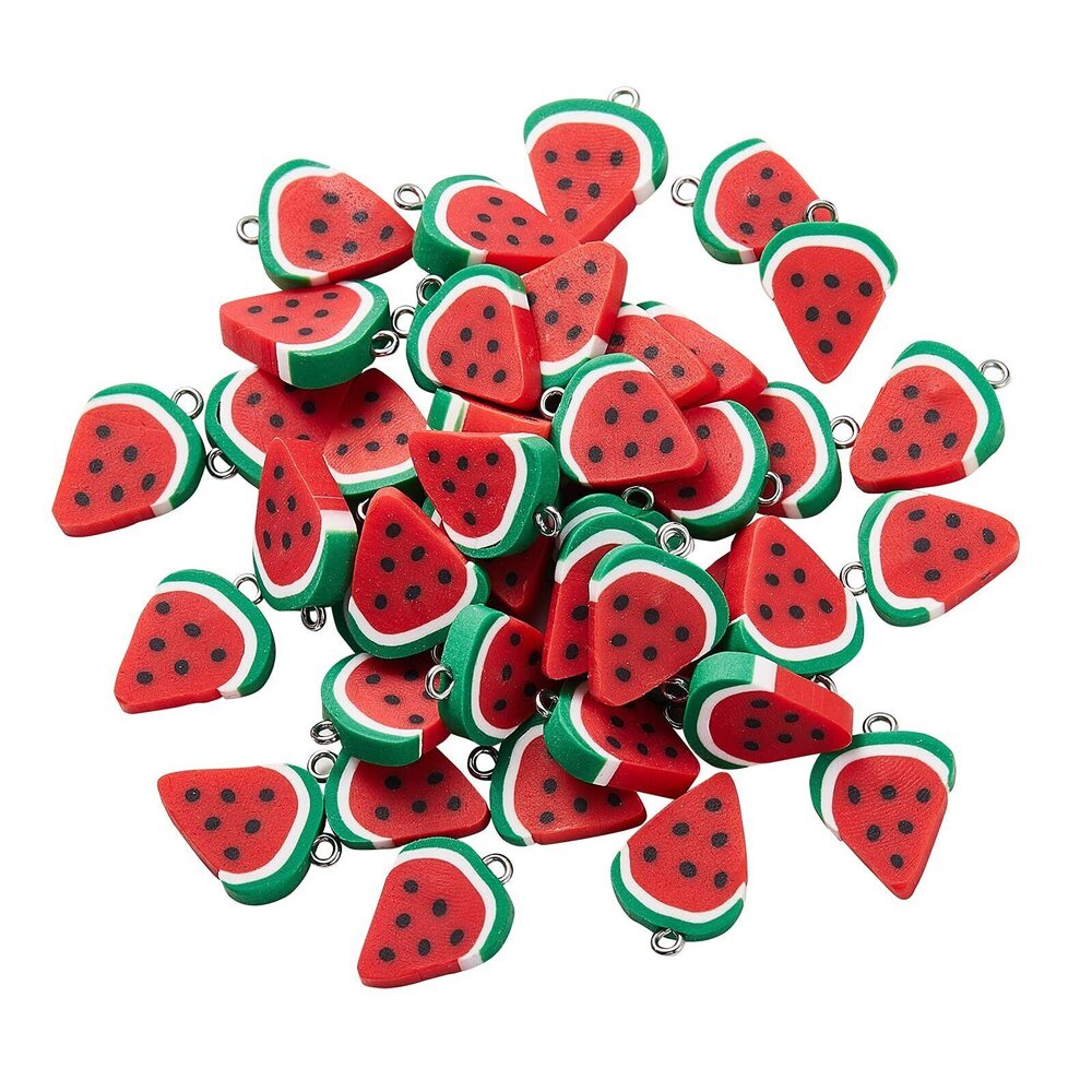 9354 100 Pcs Polymer Clay Mini Water Melon Fruit Slice Pendants Watermelon